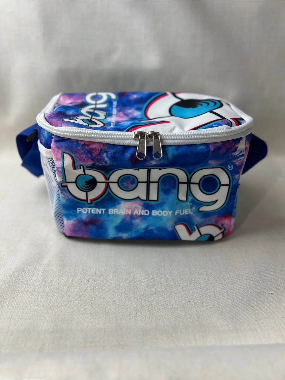 Bang Energy Galaxy Print Insulated Lunch Bag Cooler Blue Pink